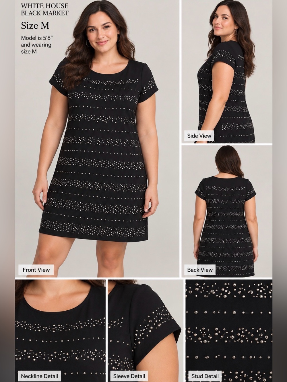 White House Black Market Black Studded Mini Shift Dress